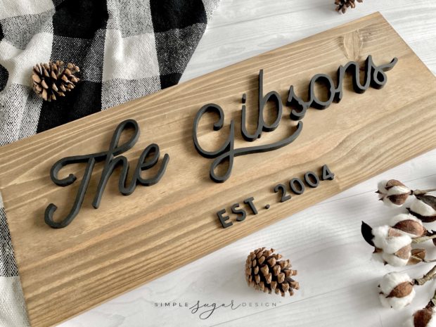 3D Rustic Wood Family Sign