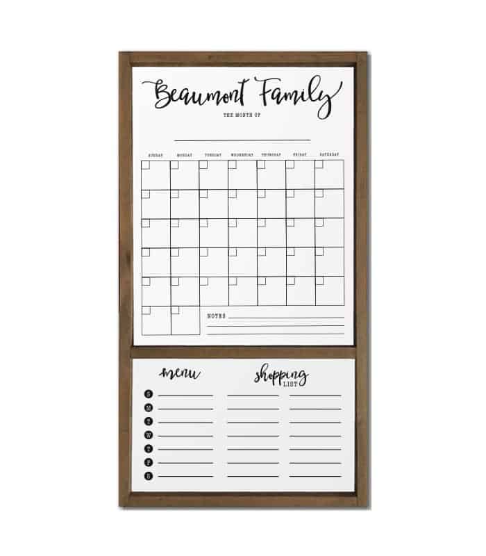 Personalized Dry Erase Calendar Planner
